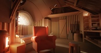 Einar's hut - blocking 1 (entrance and bed view)