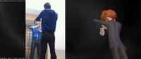 Victor checks his watch, with reference
