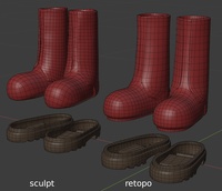 Ellie boots, pieces - retopo