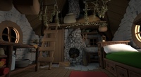 Hut Interior - More modeling & shading