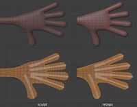 Jay hand, top - retopo