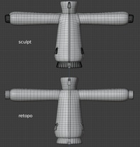Jay jacket, front - retopo