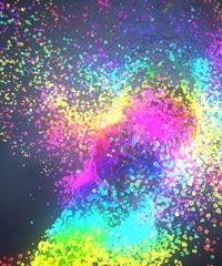 A colorful tornado in pieces