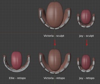 Tongues, top view - retopo
