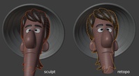 Jay hair and hat - retopo