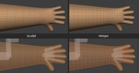 Phil fingers, hand, arm - retopo