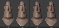 Rex 'mouth_uu' shape key, front - retopo