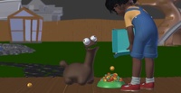 Girl pouring food