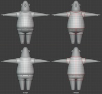 Phil shirt and shorts, base - retopo