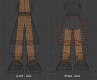 Jay pants, base mesh, wire - retopo