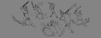 Rex Swinging Pose Drawings