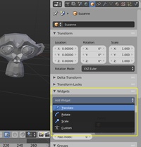 Manipulator widget menu