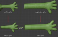 Elder Sprite arm, hands, fingers - mesh re-use
