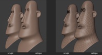 Rex 'mouth_uu' shape key, 3q - retopo