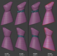 Victoria dress, front - retopo