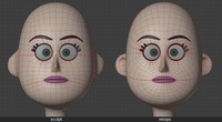 Victoria head, eyebrows, eyelashes - retopo
