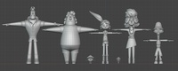 Line up of retopologized characters
