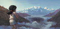 Cloudy and cold landscape at wake up