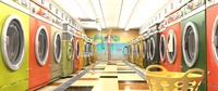 In the laundromat: going green, grey, and orange
