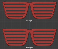 Jay shades, front view - retopo