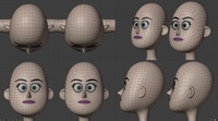 Victoria head, quad view - retopo