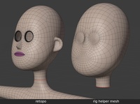 Victoria rig helper face mesh - retopo