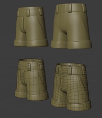 Ellie trousers, front - retopo