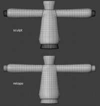 Jay jacket, back - retopo