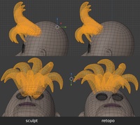 Victoria hair, bangs - retopo