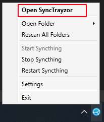 Launch syncthing GUI via tray (windows)