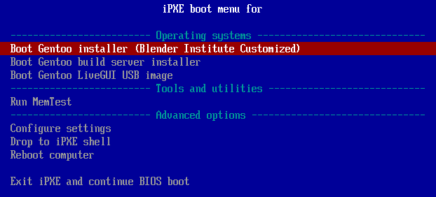 IPXE Menu